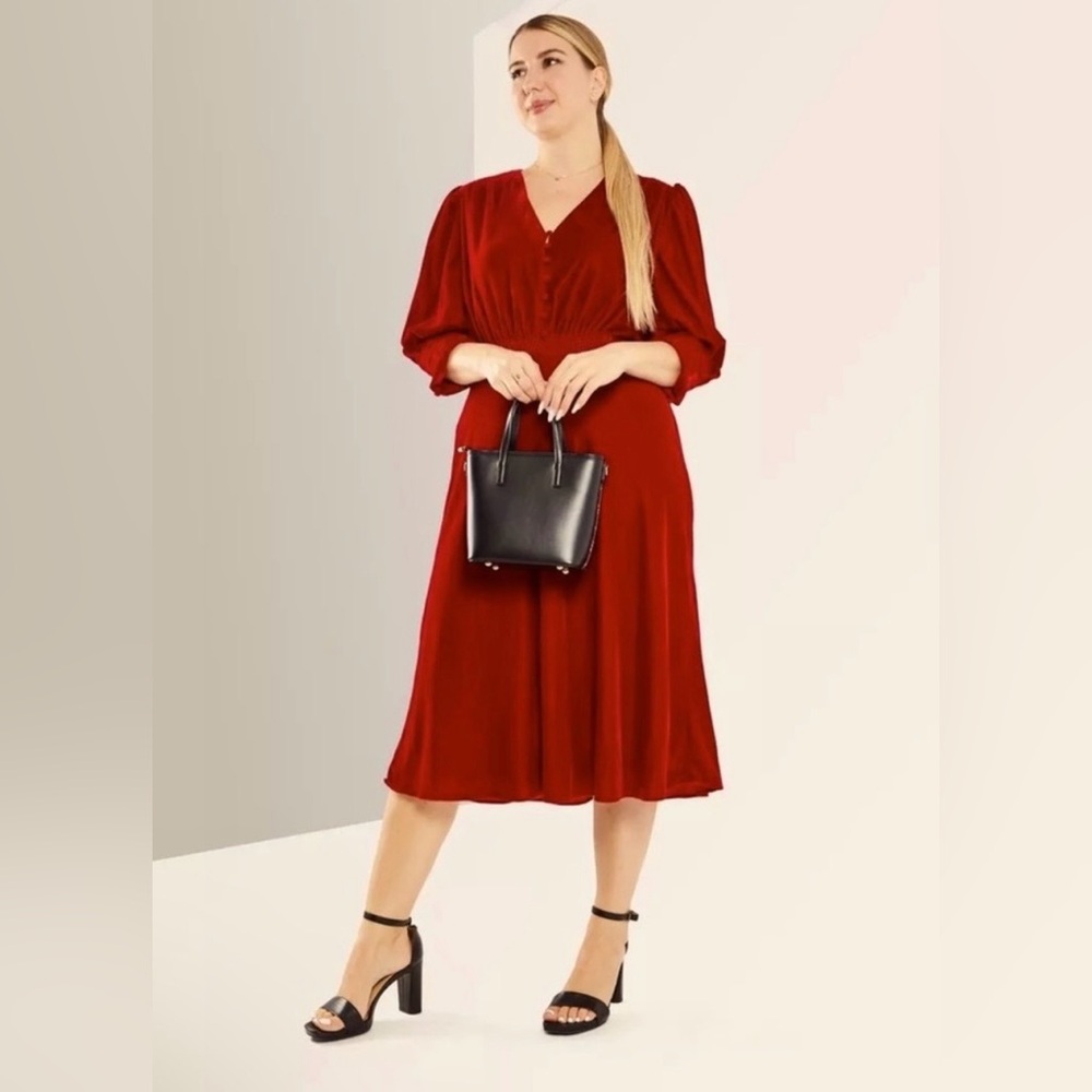 Lauren Ralph Lauren Red Velvet Long Maxi Dress Women’s Size 12 Elegant Formal